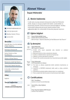 İnşaat Mühendisi CV Örnekleri