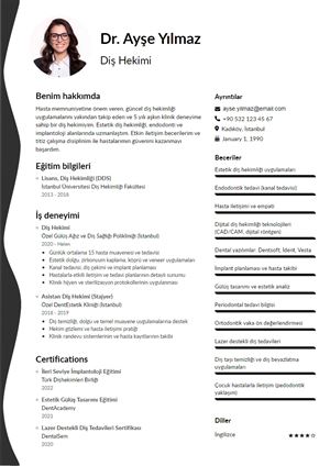 Diş Hekimi CV Örnekleri
