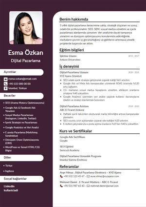 Dijital Pazarlama CV Örnekleri